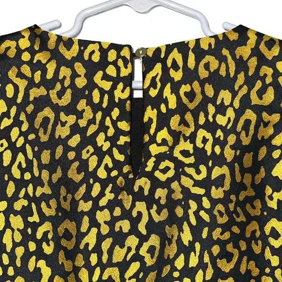 Crewcuts JCrew Girls Metallic Gold Leopard Tiered Jacquard Dress Size 6